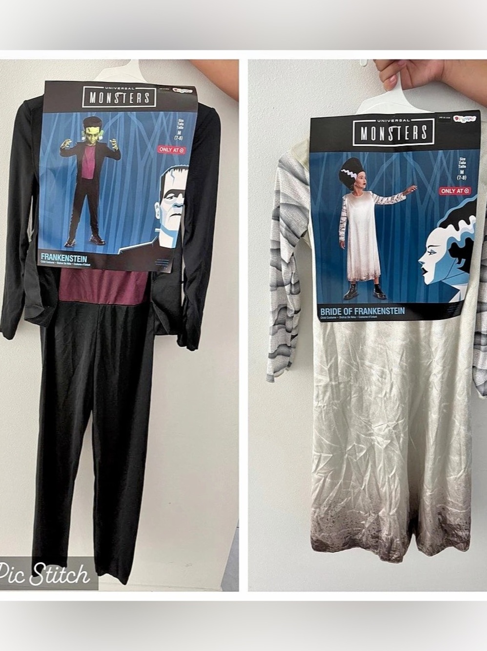 Disguise Monsters set of boys Frankenstein and Bride girls costumes size 7-8